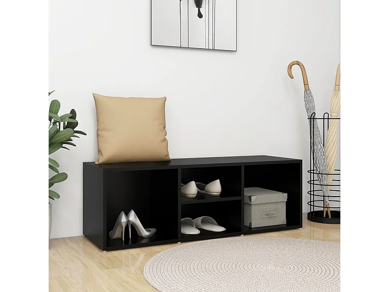 Banco zapatero Aglomerado negro 105x35x35 cm
