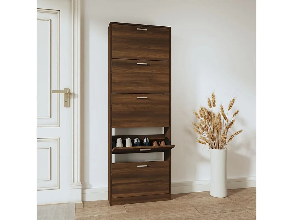 Zapatero Roble marrón 59x17x169cm Madera contrachapada