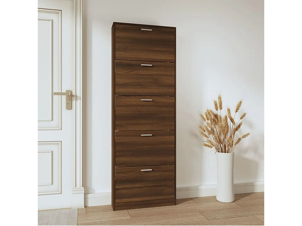 Zapatero Roble marrón 59x17x169cm Madera contrachapada