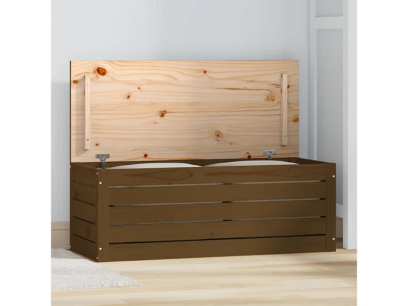 Boîte de rangement Marron miel 89x36,5x33 cm Bois massif pin