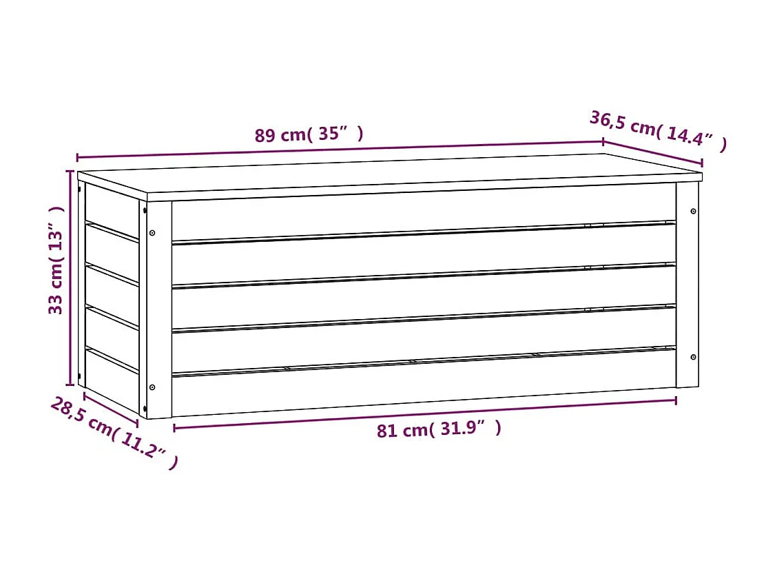 Boîte de rangement Marron miel 89x36,5x33 cm Bois massif pin