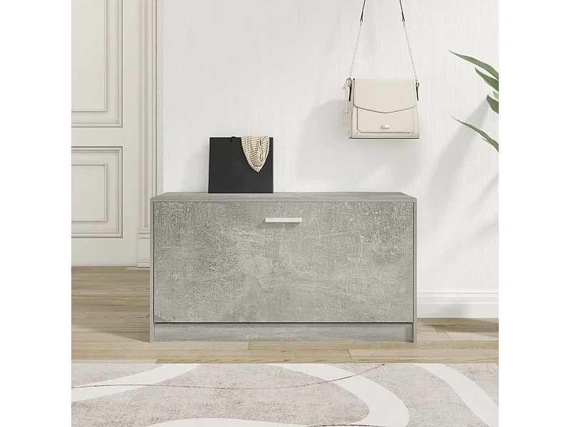 Banco zapatero Gris cemento 80x24x45 cm Madera contrachapada