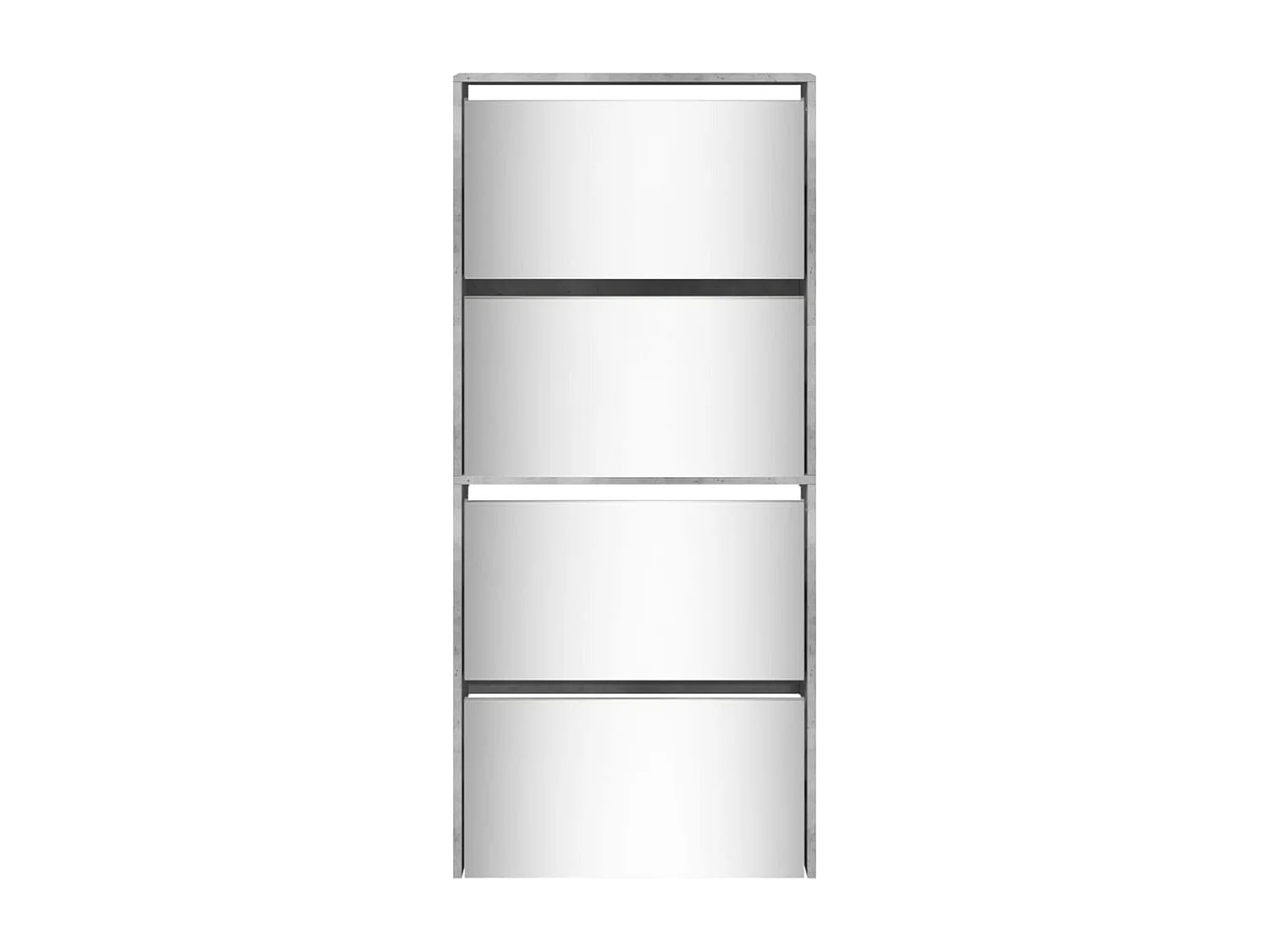 Scarpiera e specchio 4 livelli grigio cemento 63x17x134cm