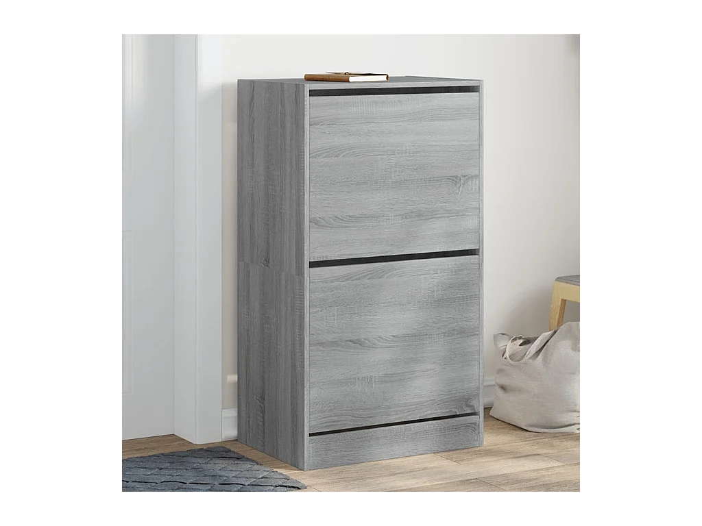 Sonoma Grey Schuhschrank mit 2 klappbaren Schubladen