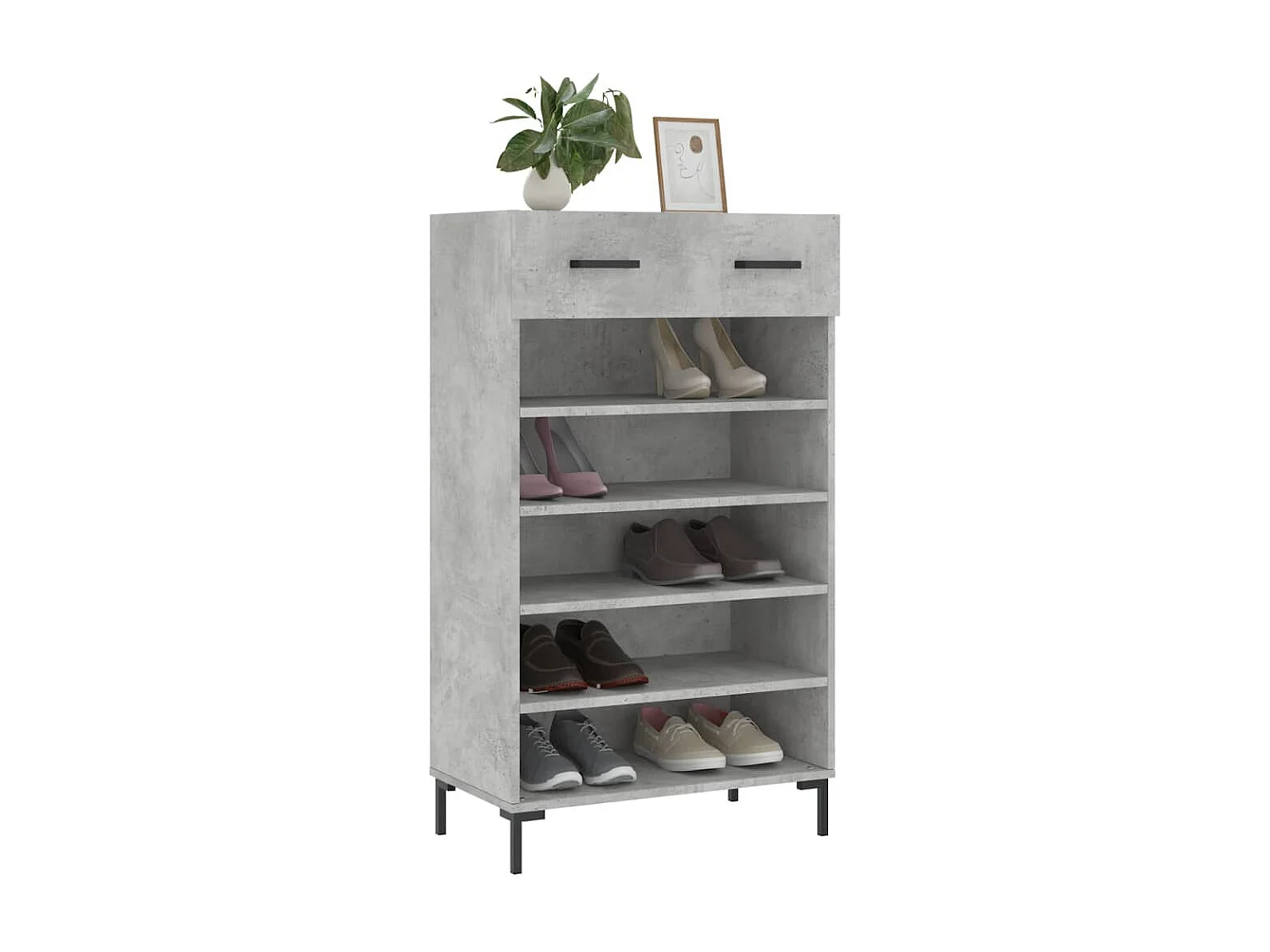 Sapateira cinza concreto 60x35x105 cm madeira projetada