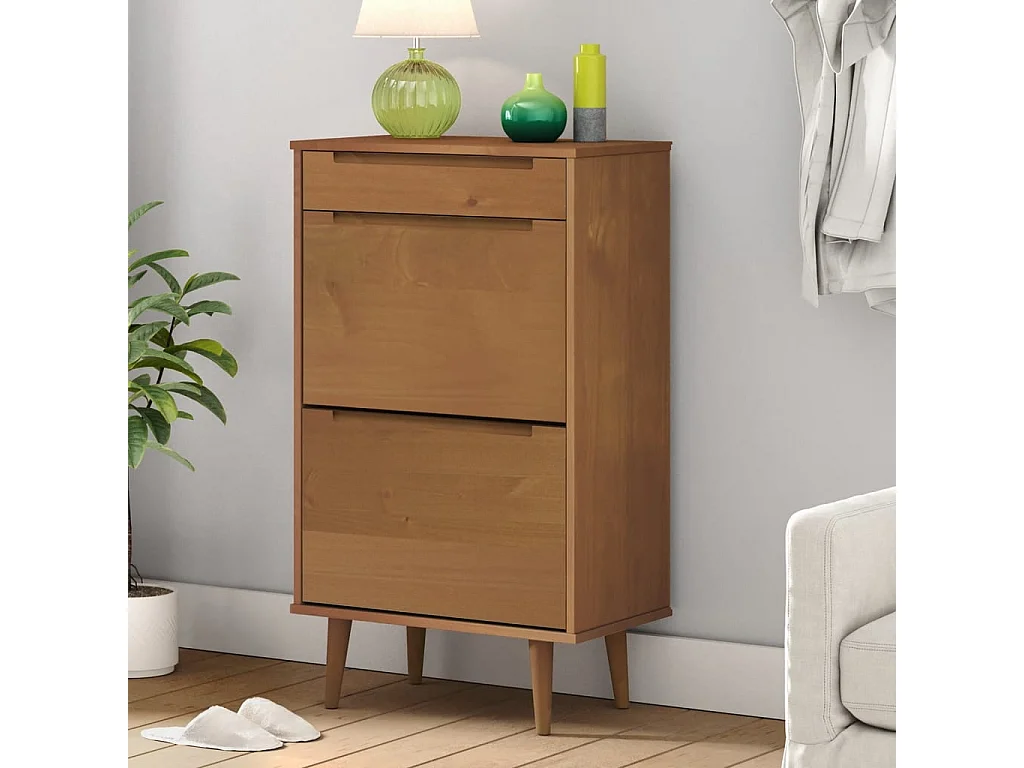 Armoire à chaussures MOLDE Marron 59,5x35x103 cm Bois de pin
