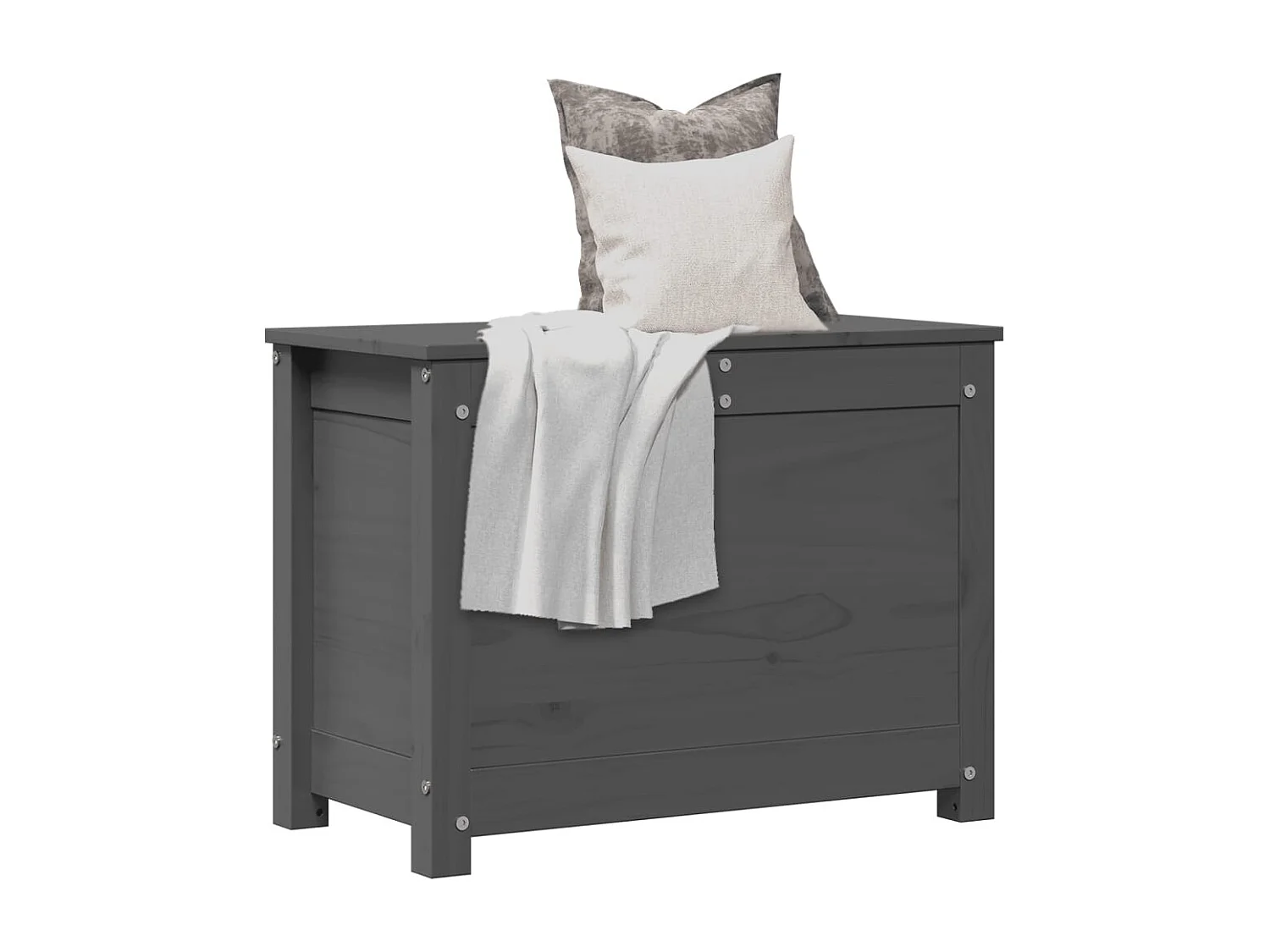 Boîte de rangement Gris 60x32x45,5 cm Bois massif de pin