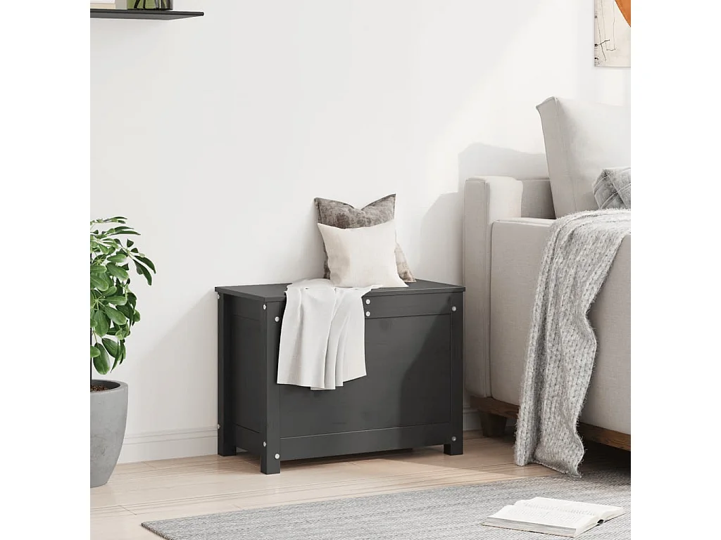 Boîte de rangement Gris 60x32x45,5 cm Bois massif de pin
