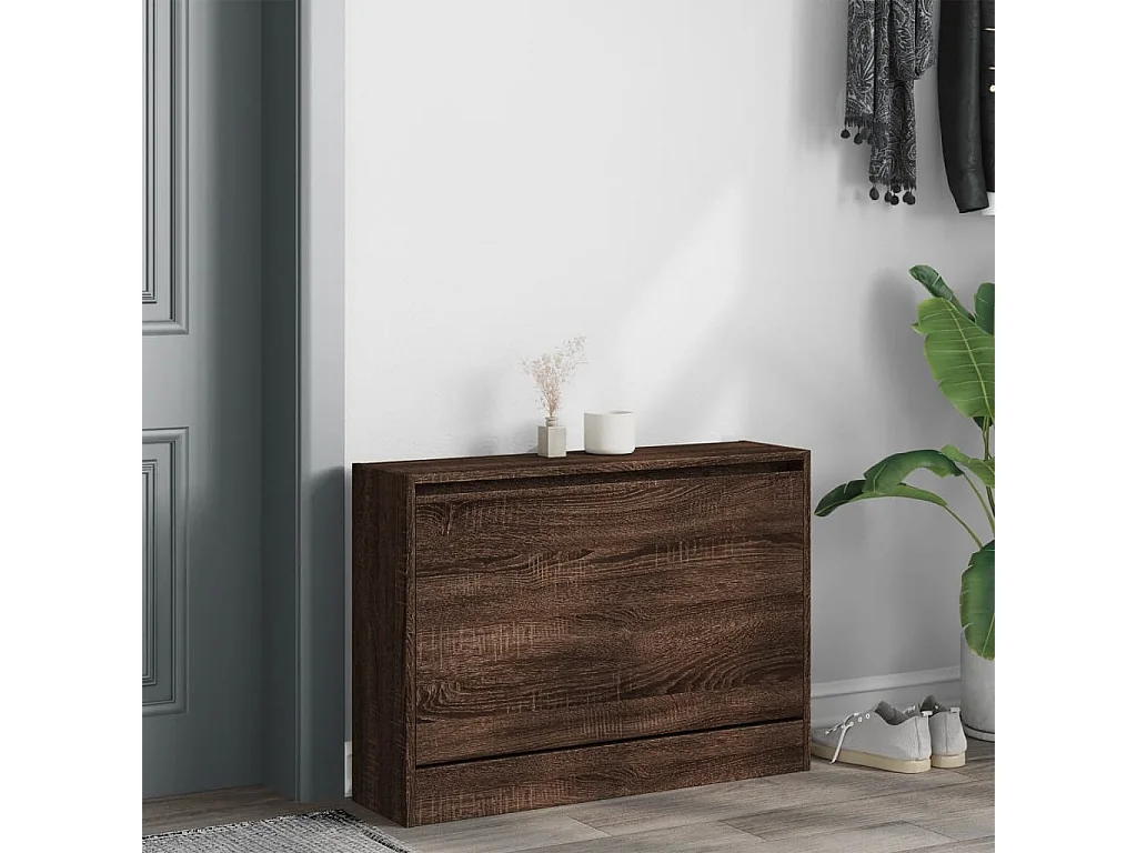 Scarpiera in rovere marrone 80x21x57 cm MDF