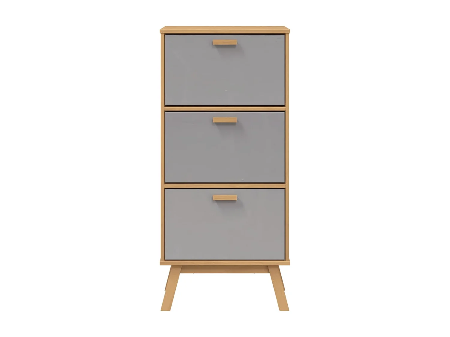 Armoire à chaussures OLDEN gris et marron bois massif de pin