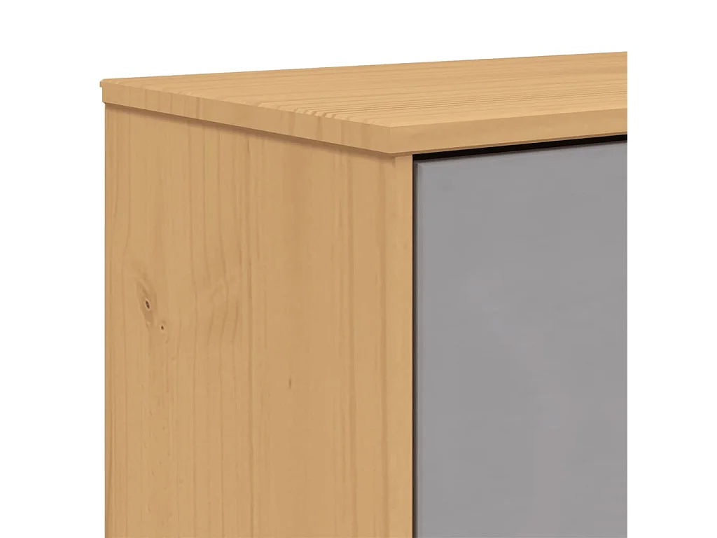 Armoire à chaussures OLDEN gris et marron bois massif de pin