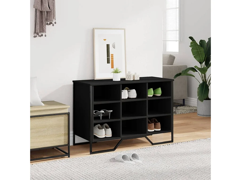 Armoire à chaussures noir 90x38x61,5 cm bois d'ingénierie