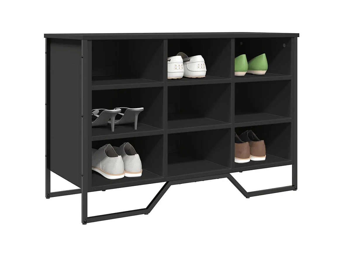 Schoenenkast zwart 90x38x61,5 cm samengesteld hout