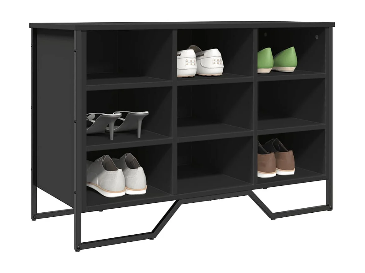Armoire à chaussures noir 90x38x61,5 cm bois d'ingénierie