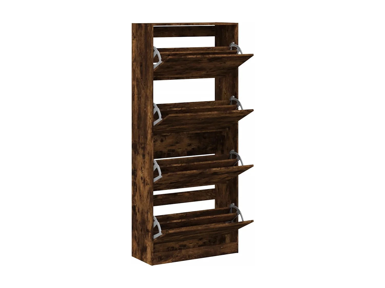 Armoire à chaussures 4 tiroirs rabattables chêne fumé