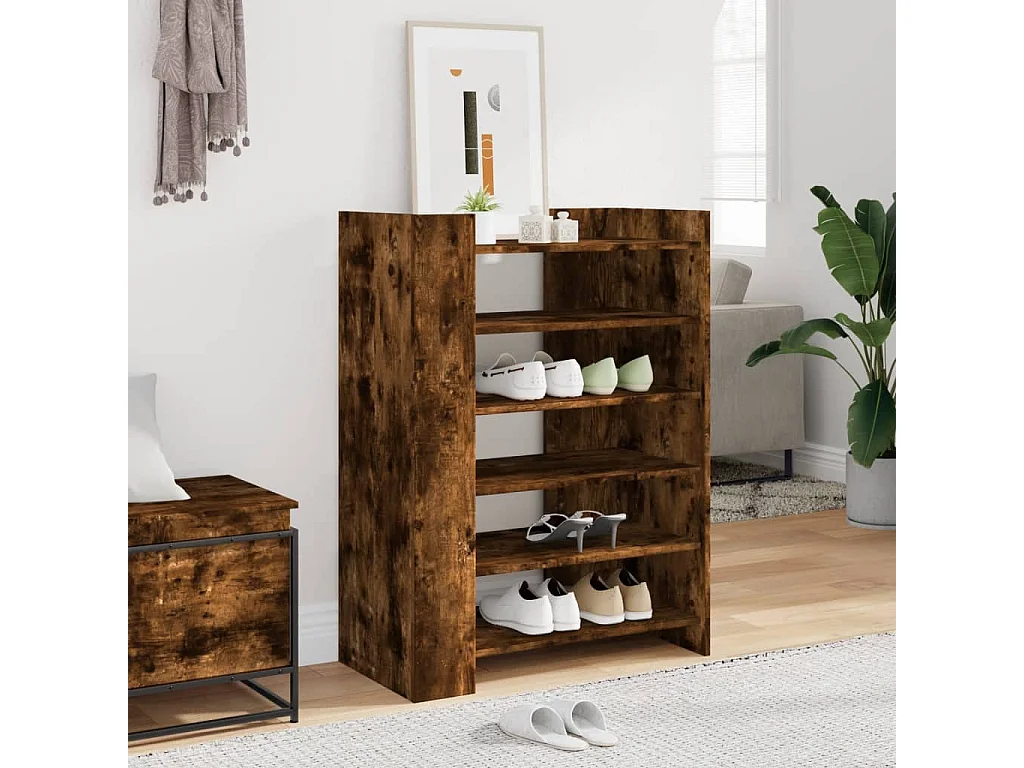 Armoire à chaussures chêne fumé 74,5x37,5x100 cm