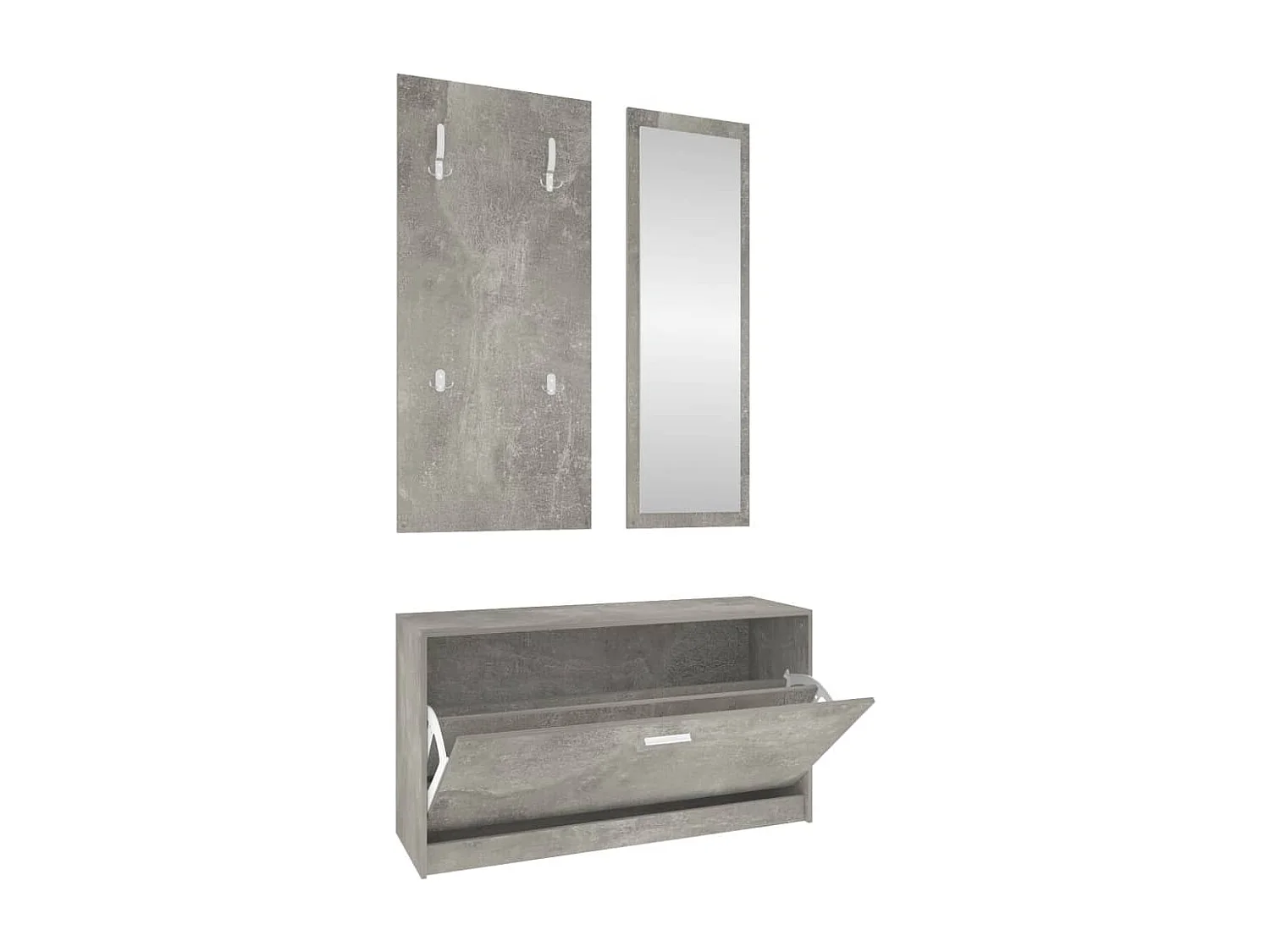 Ensemble d'armoires à chaussures 3-en-1 Gris béton