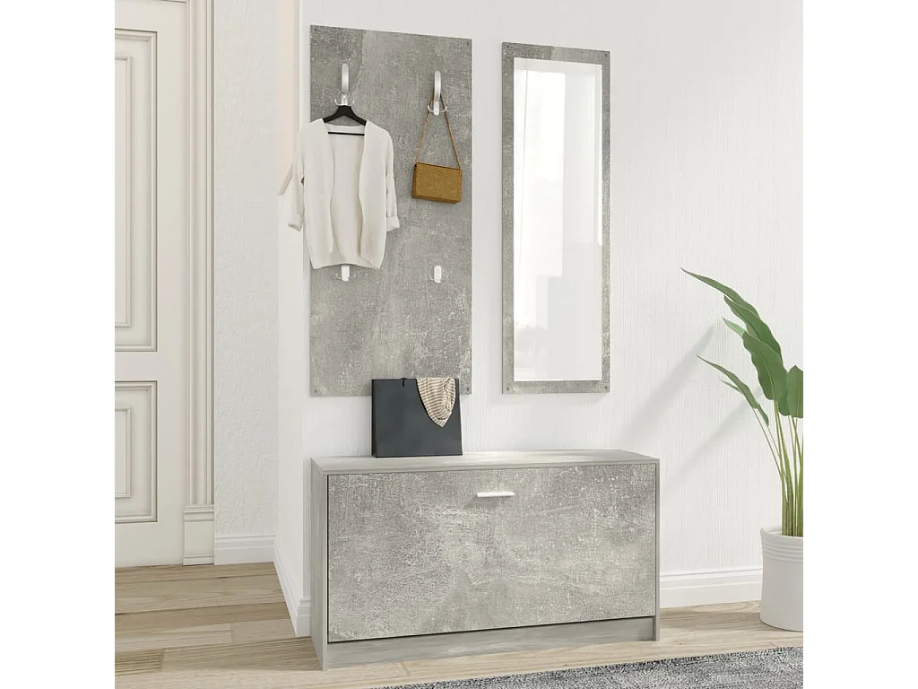 Ensemble d'armoires à chaussures 3-en-1 Gris béton