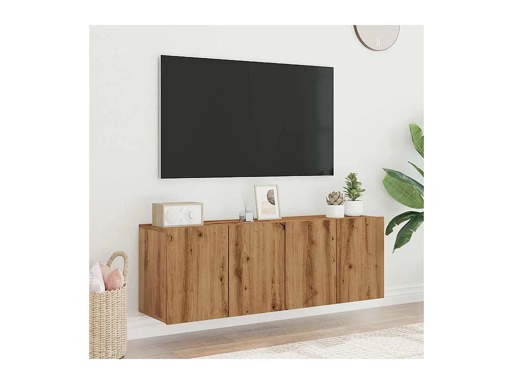 TV-meubels voor wandmontage 2 stuks handgemaakt eiken 60x30x41 cm