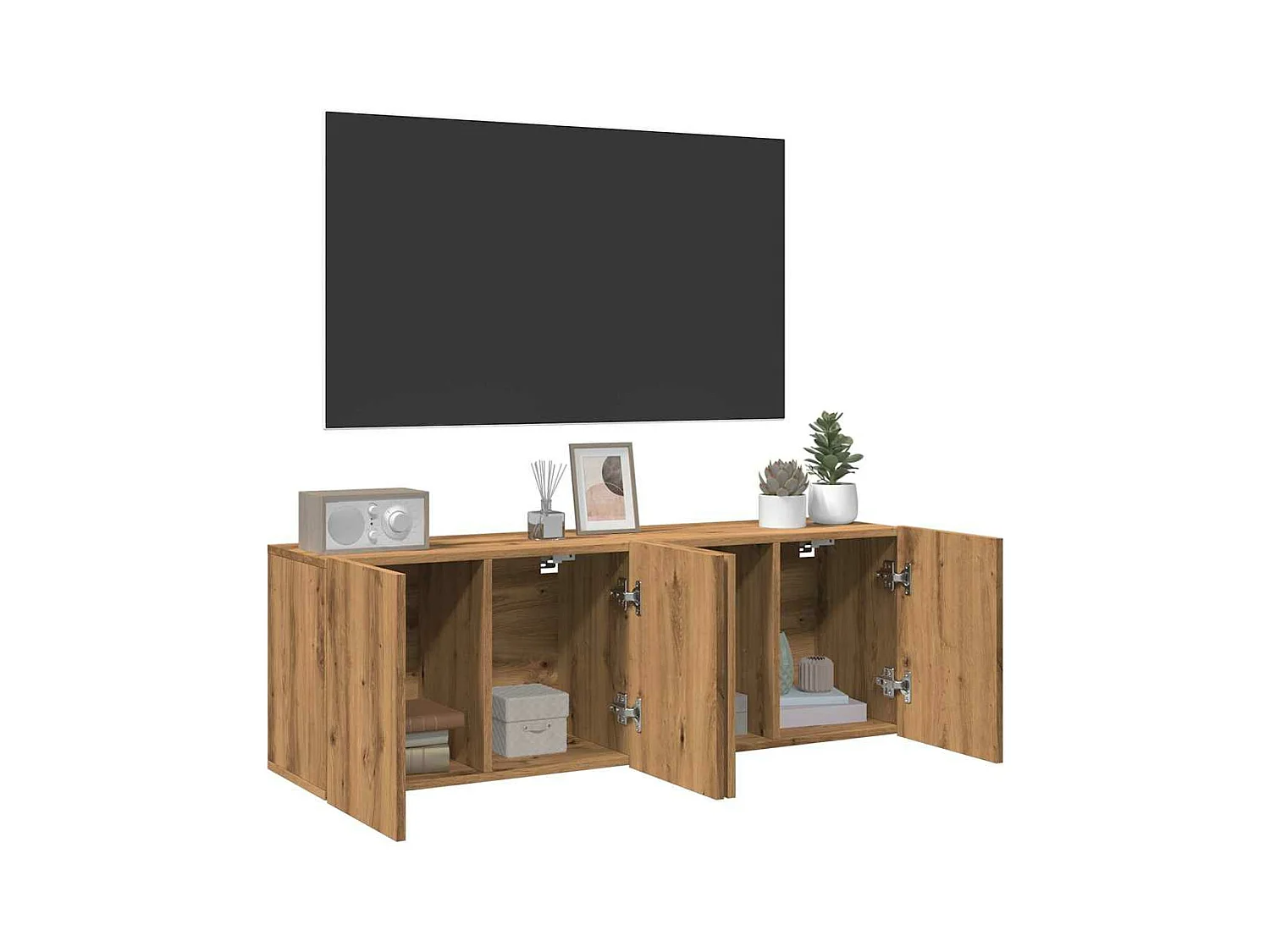 TV-meubels voor wandmontage 2 stuks handgemaakt eiken 60x30x41 cm