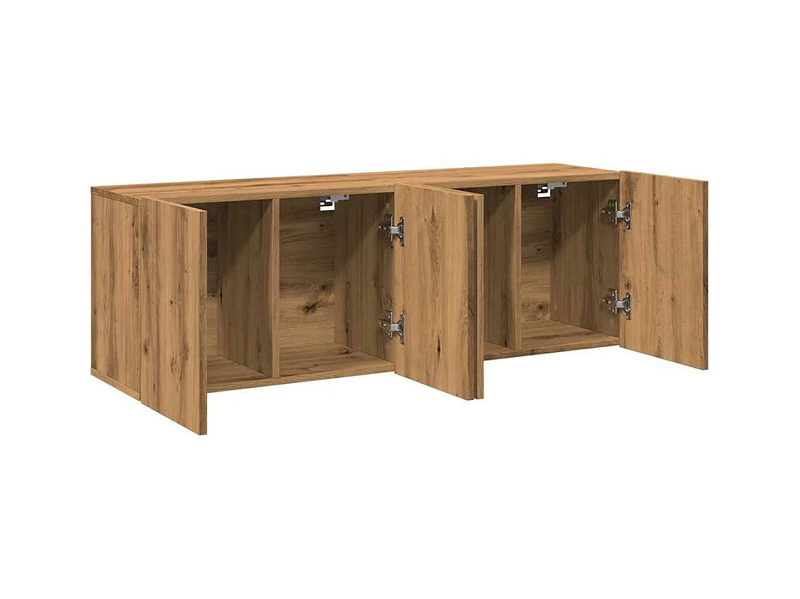 TV-meubels voor wandmontage 2 stuks handgemaakt eiken 60x30x41 cm