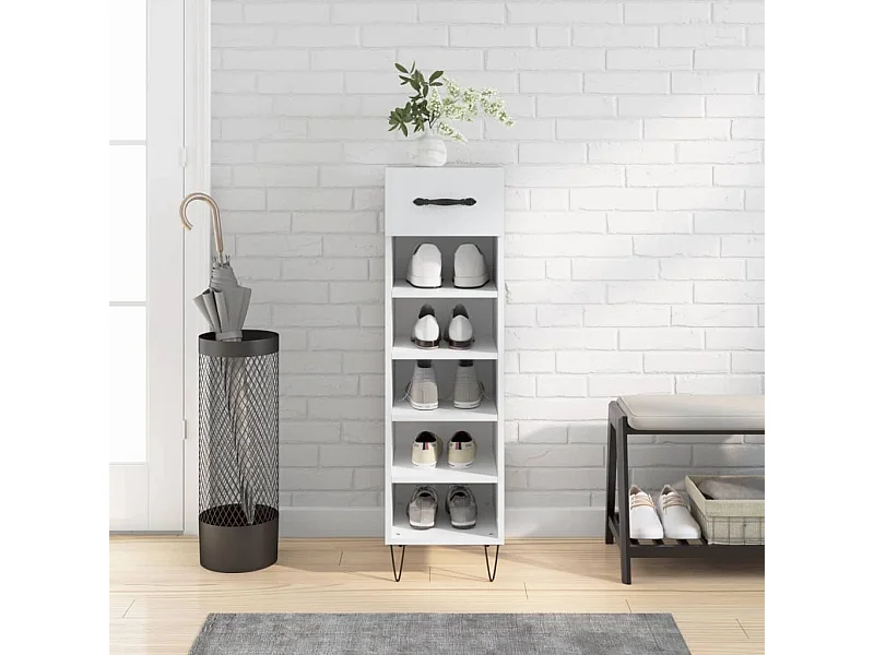 Armoire à chaussures blanc 30x35x105 cm bois d'ingénierie