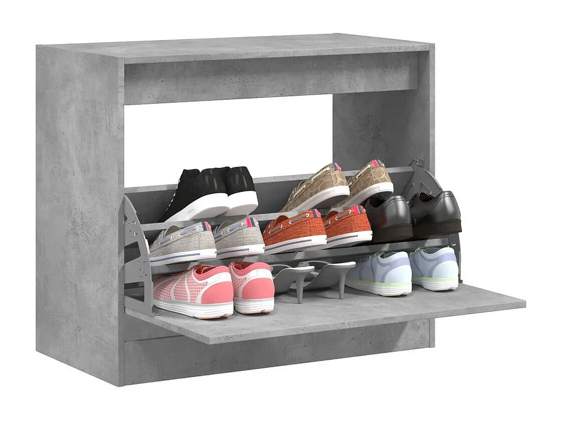 Armoire à chaussures gris béton 80x42x69 cm bois d'ingénierie