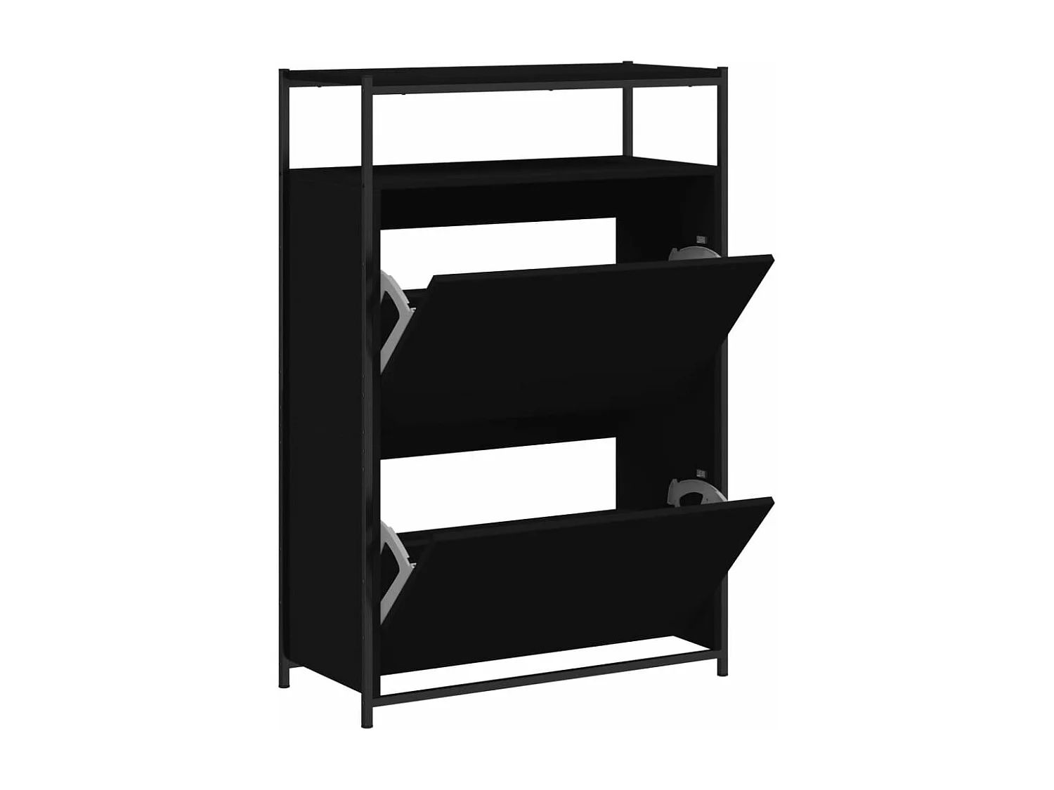 Schwarzer Schuhschrank 75x34x112 cm aus Holzwerkstoff