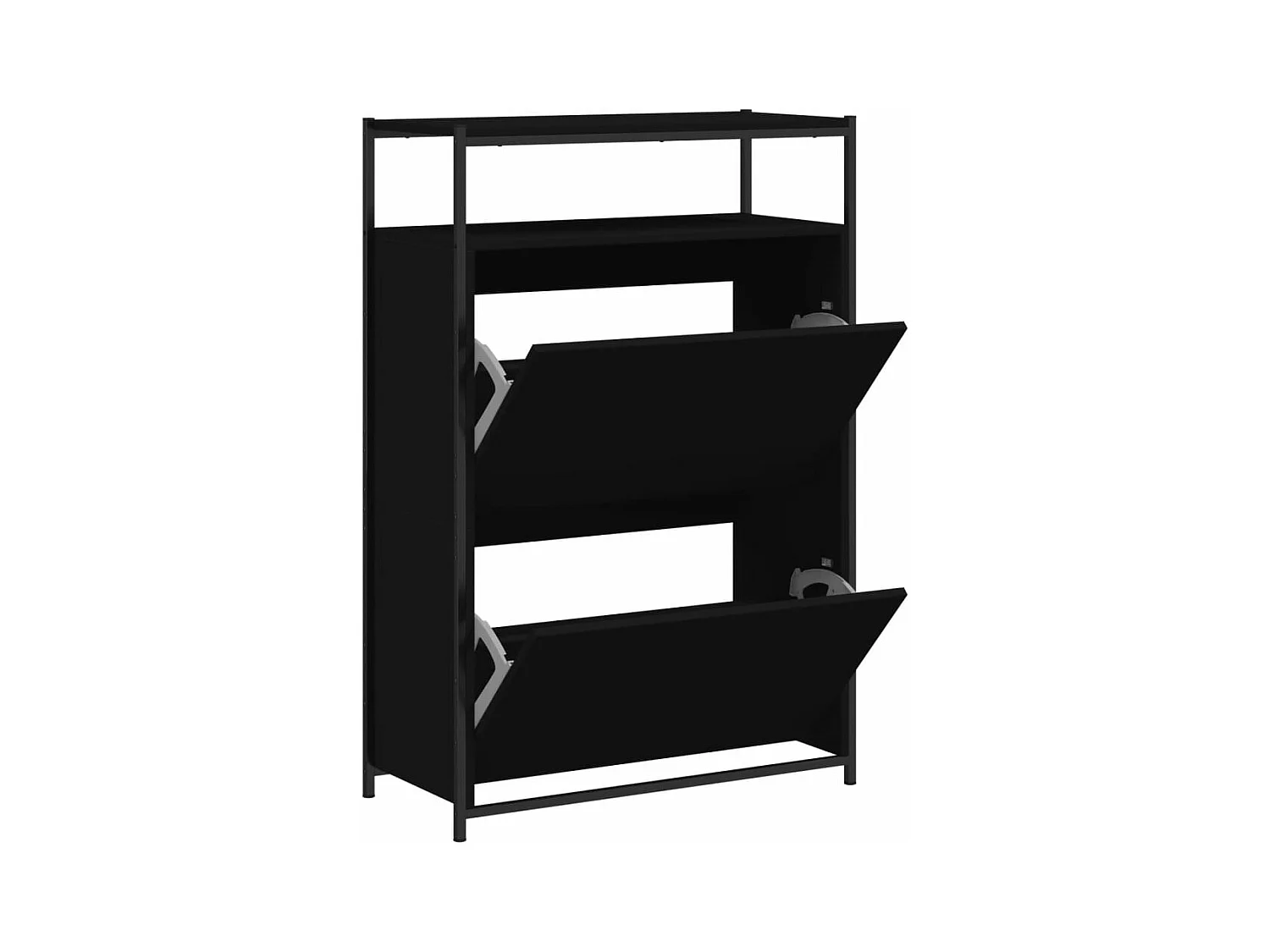 Scarpiera nera 75x34x112 cm in derivati del legno