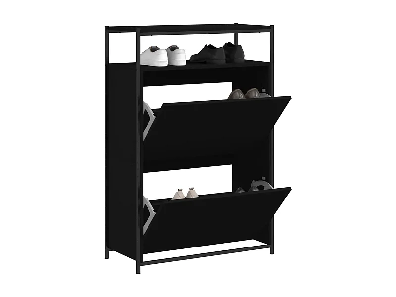 Armoire à chaussures noir 75x34x112 cm bois d'ingénierie