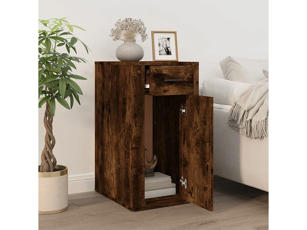 Armoire de bureau Chêne fumé 40x49x75 cm Bois d'ingénierie