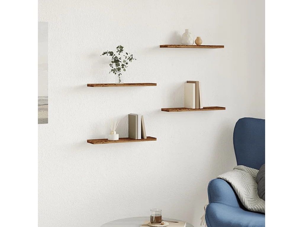 Étagères murales 4 pcs vieux bois 40x10x1,5cm bois d'ingénierie