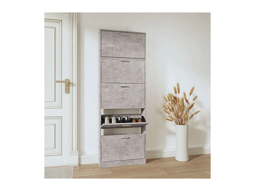 Zapatero Gris hormigón 59x17x169 cm Madera contrachapada