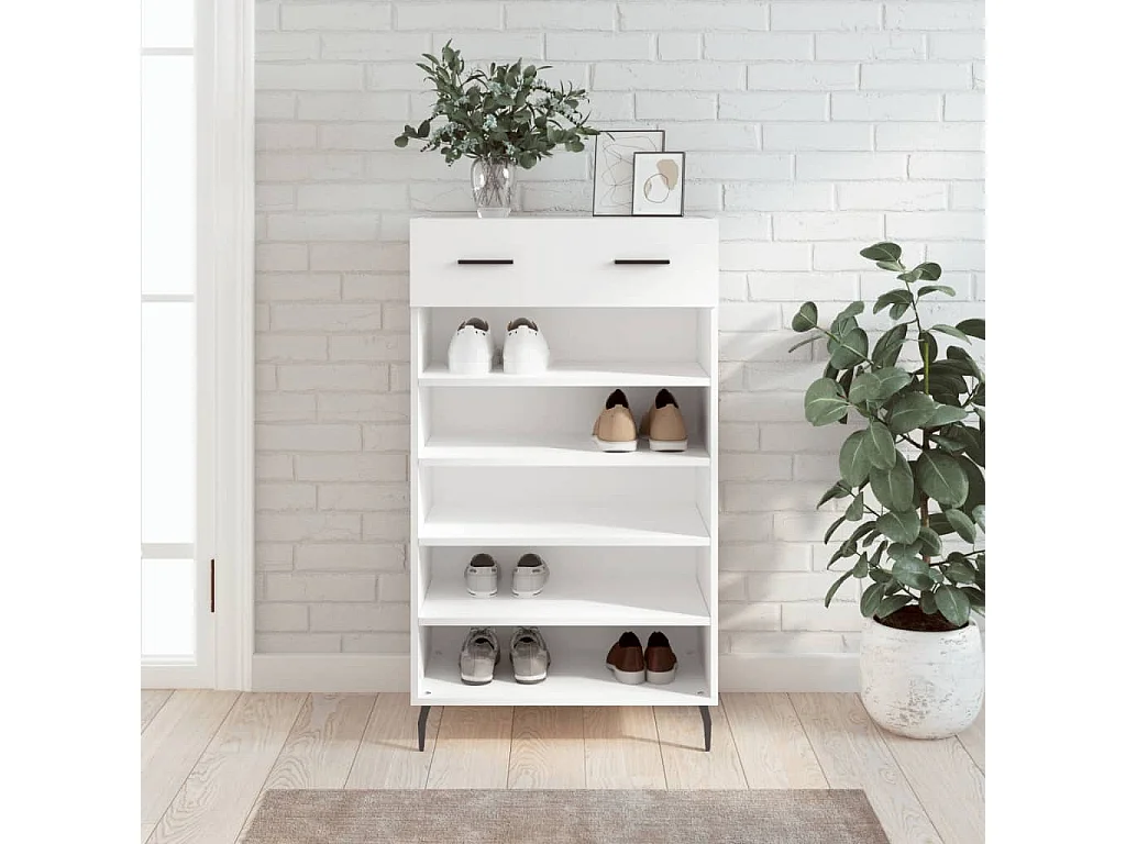Armoire à chaussures blanc 60x35x105 cm bois d'ingénierie