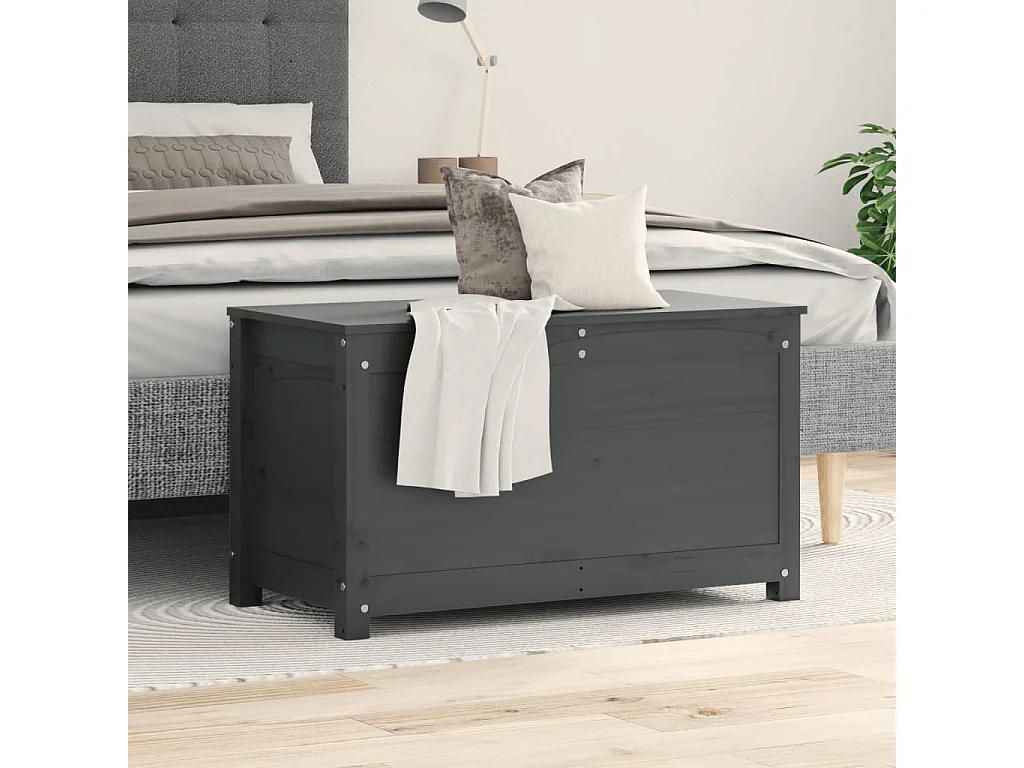 Boîte de rangement Gris 80x40x45,5 cm Bois massif de pin