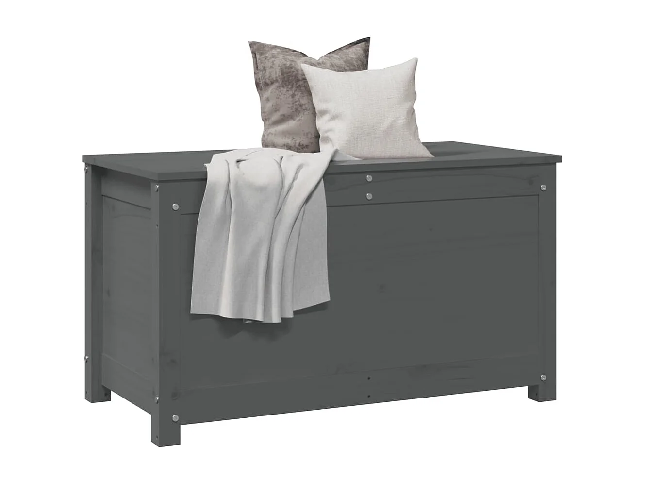 Boîte de rangement Gris 80x40x45,5 cm Bois massif de pin