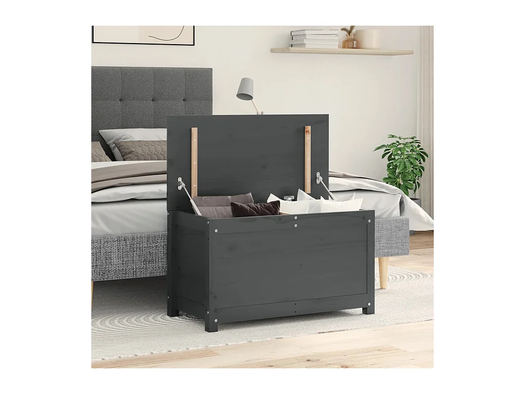 Opbergdoos Grijs 80x40x45,5 cm Massief grenenhout