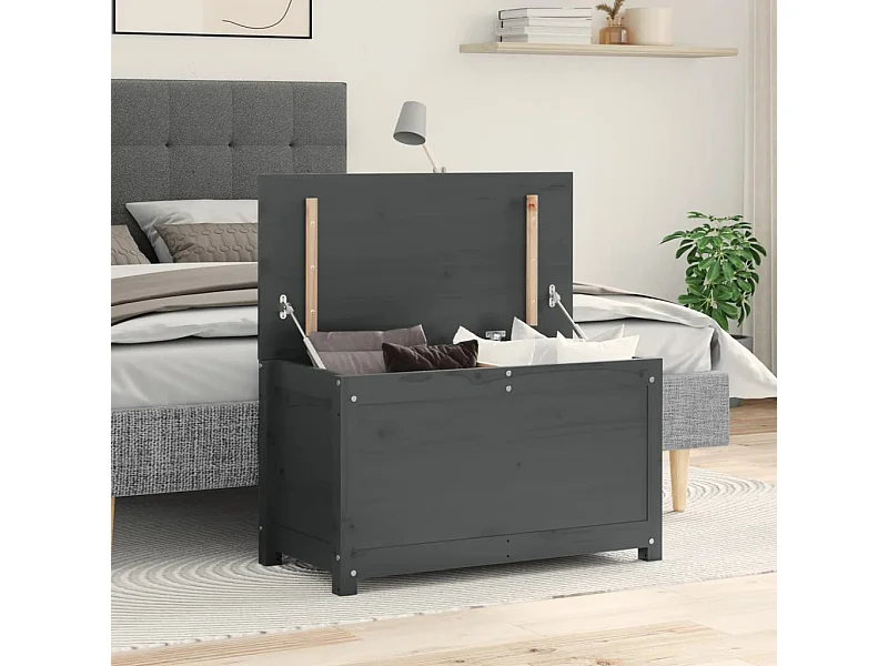 Boîte de rangement Gris 80x40x45,5 cm Bois massif de pin