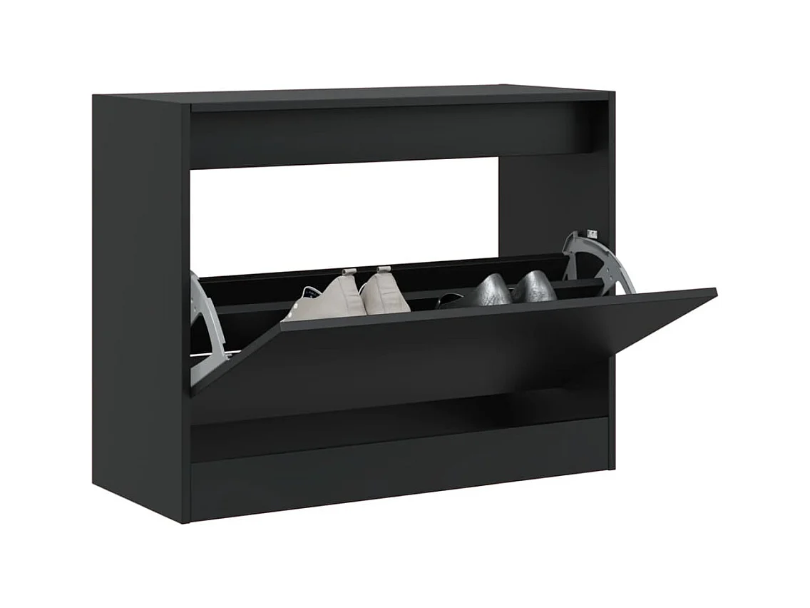 Schoenenkast zwart 80x34x63 cm samengesteld hout