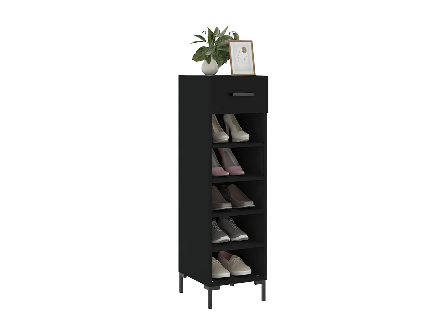 Scarpiera nera 30x35x105 cm in derivati del legno