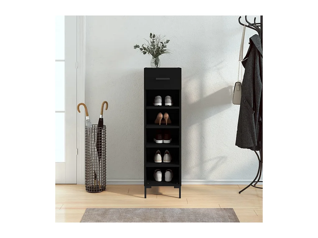 Armoire à chaussures noir 30x35x105 cm bois d'ingénierie