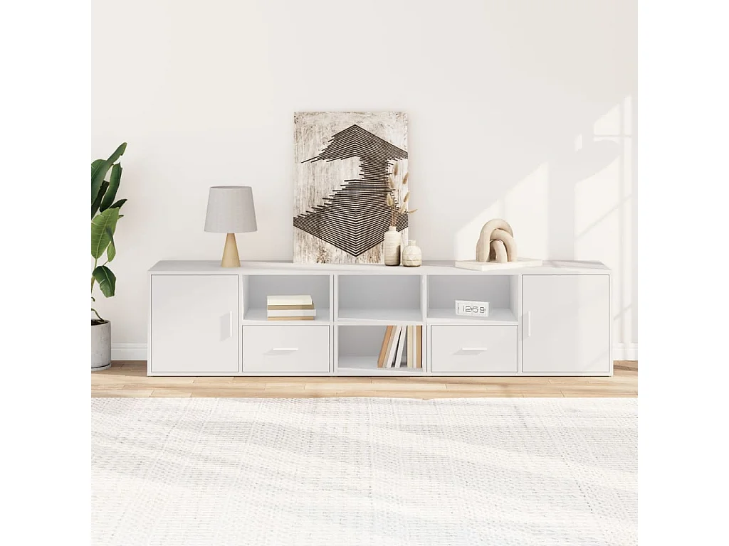 Weißer Eckschrank 200x40x45 cm aus Holzwerkstoff