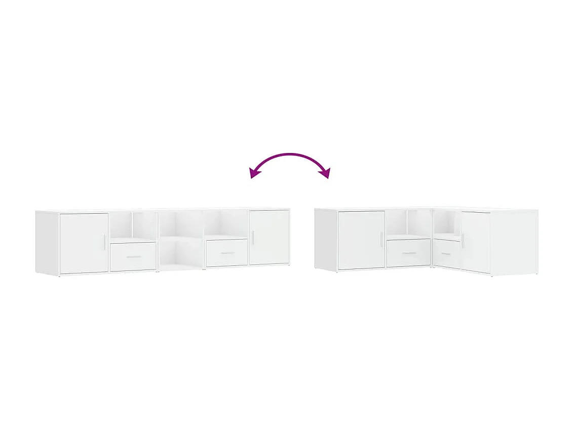 Weißer Eckschrank 200x40x45 cm aus Holzwerkstoff