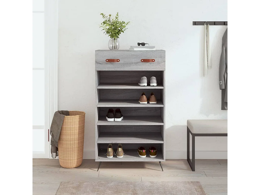 Armoire à chaussures sonoma gris 60x35x105 cm bois d'ingénierie