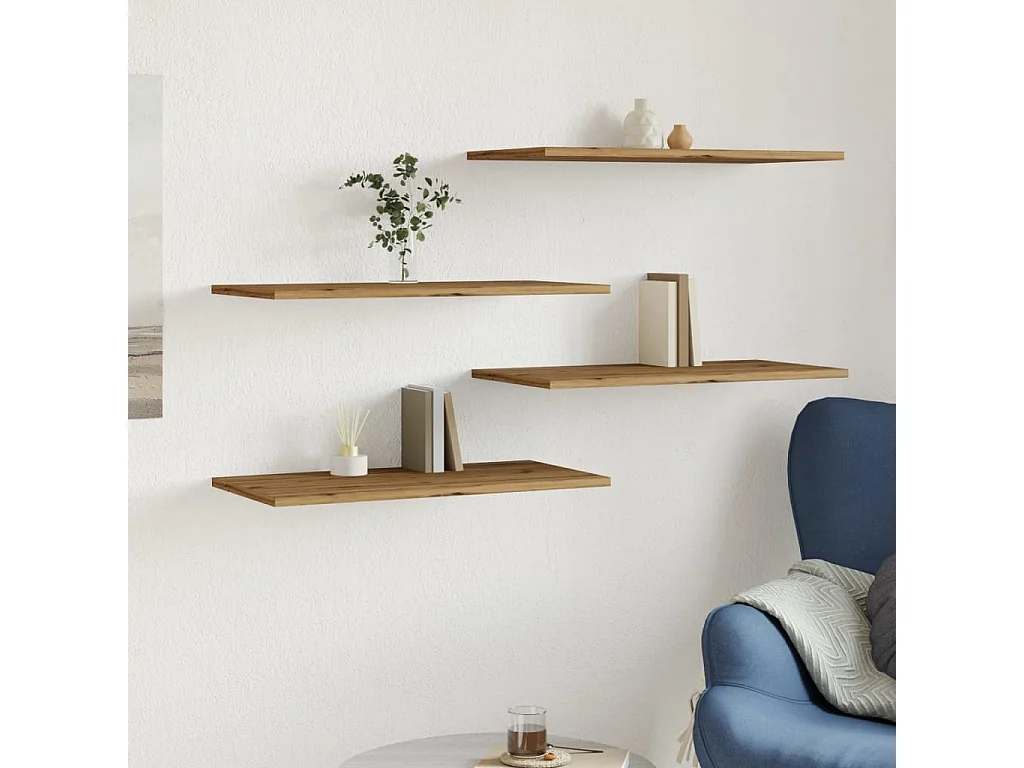 Wandregale 4 Stück handgefertigte Eiche 60x30x1,5 cm