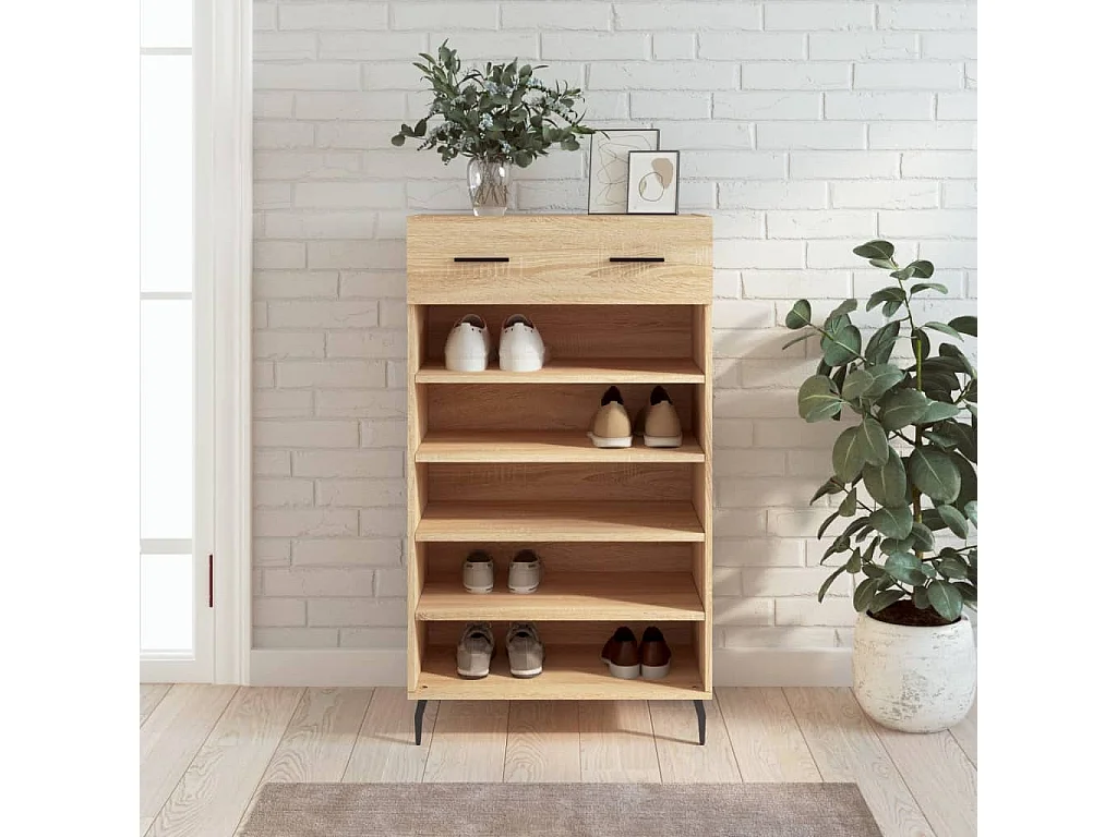 Schuhschrank aus Sonoma-Eiche, 60 x 35 x 105 cm, Holzwerkstoff