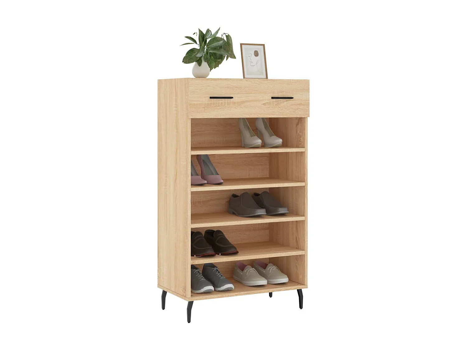 Schuhschrank aus Sonoma-Eiche, 60 x 35 x 105 cm, Holzwerkstoff
