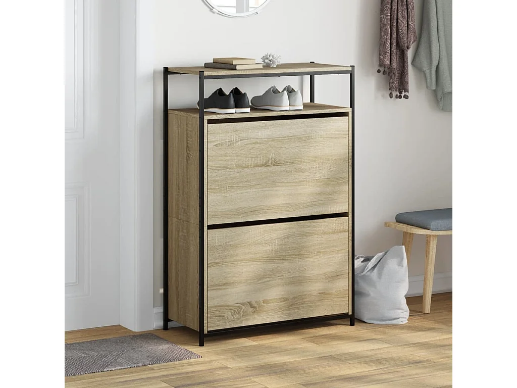 Armoire à chaussures chêne sonoma 75x34x112cm bois d'ingénierie