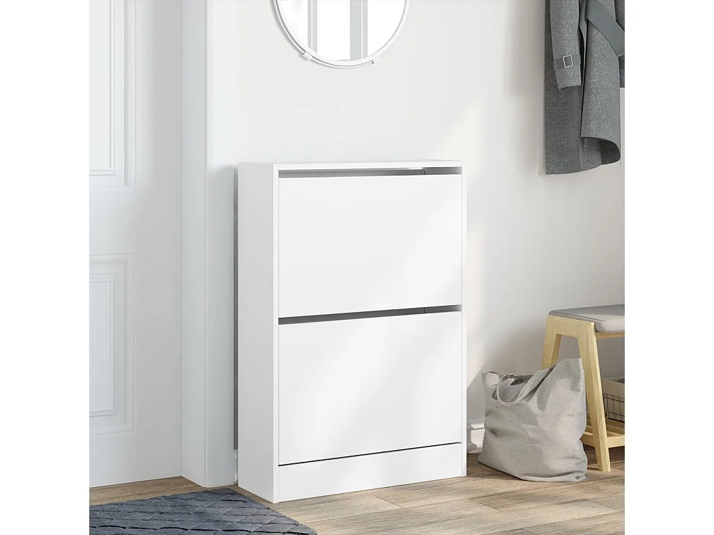 Scarpiera bianca 60x21x87,5 cm in derivati del legno