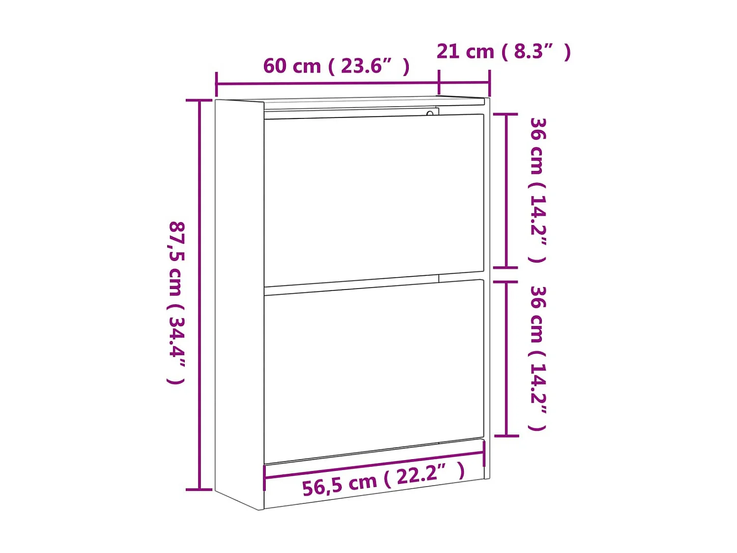 Scarpiera bianca 60x21x87,5 cm in derivati del legno